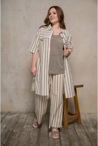 РУБАШКА РУНО цвет бежевый в полоску