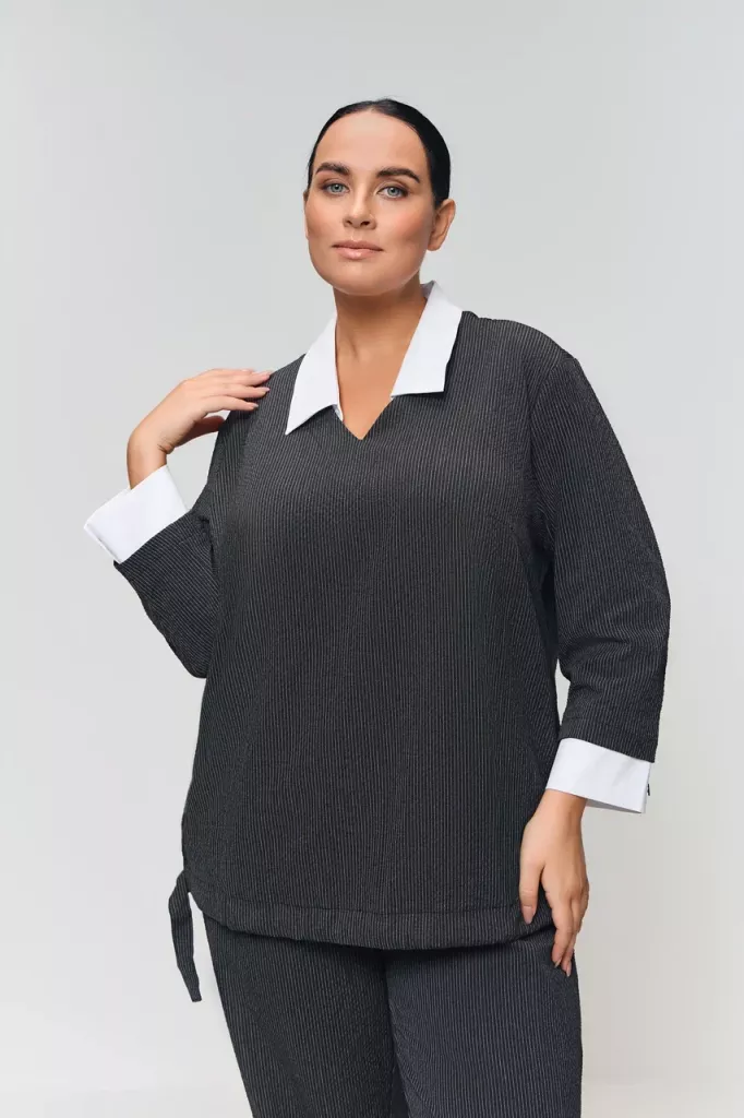 БЛУЗА МИЛАНА цвет черный в полоску