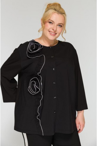 БЛУЗА ЦВЕТАНА цвет черный