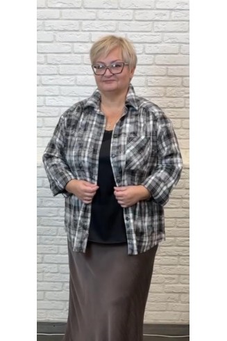 БЛУЗА АМИРА серо-шоколадная клетка