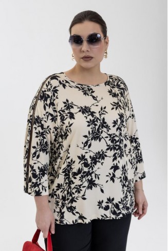 БЛУЗА САКУРА цвет бежевый с черным