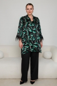 РУБАШКА МАХАОН цвет черный с зеленым принтом