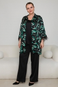 РУБАШКА МАХАОН цвет черный с зеленым принтом
