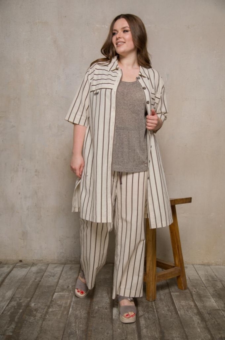 РУБАШКА РУНО цвет бежевый в полоску