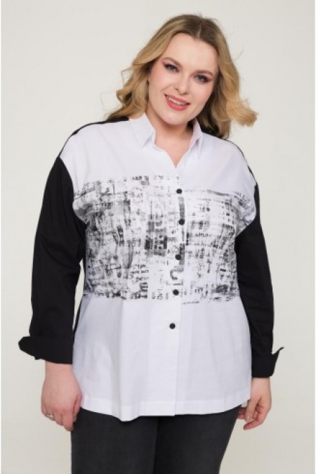БЛУЗА ГЭЛА цвет белый с черным