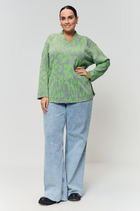 ДЖЕМПЕР ФЕСТИВАЛЬ серый с лаймом