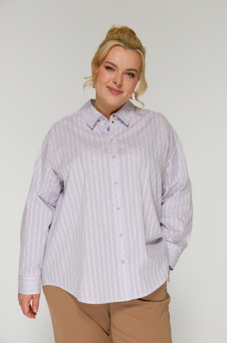 БЛУЗА ЯСМИНА цвет голубой с белым