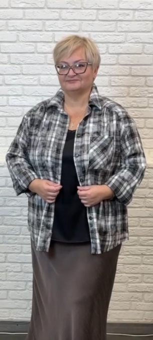 БЛУЗА АМИРА серо-шоколадная клетка