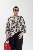 БЛУЗА САКУРА цвет бежевый с черным